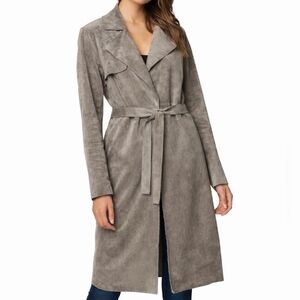 Blank NYC Taupe Faux Suede Trench Coat Tie Waist Small